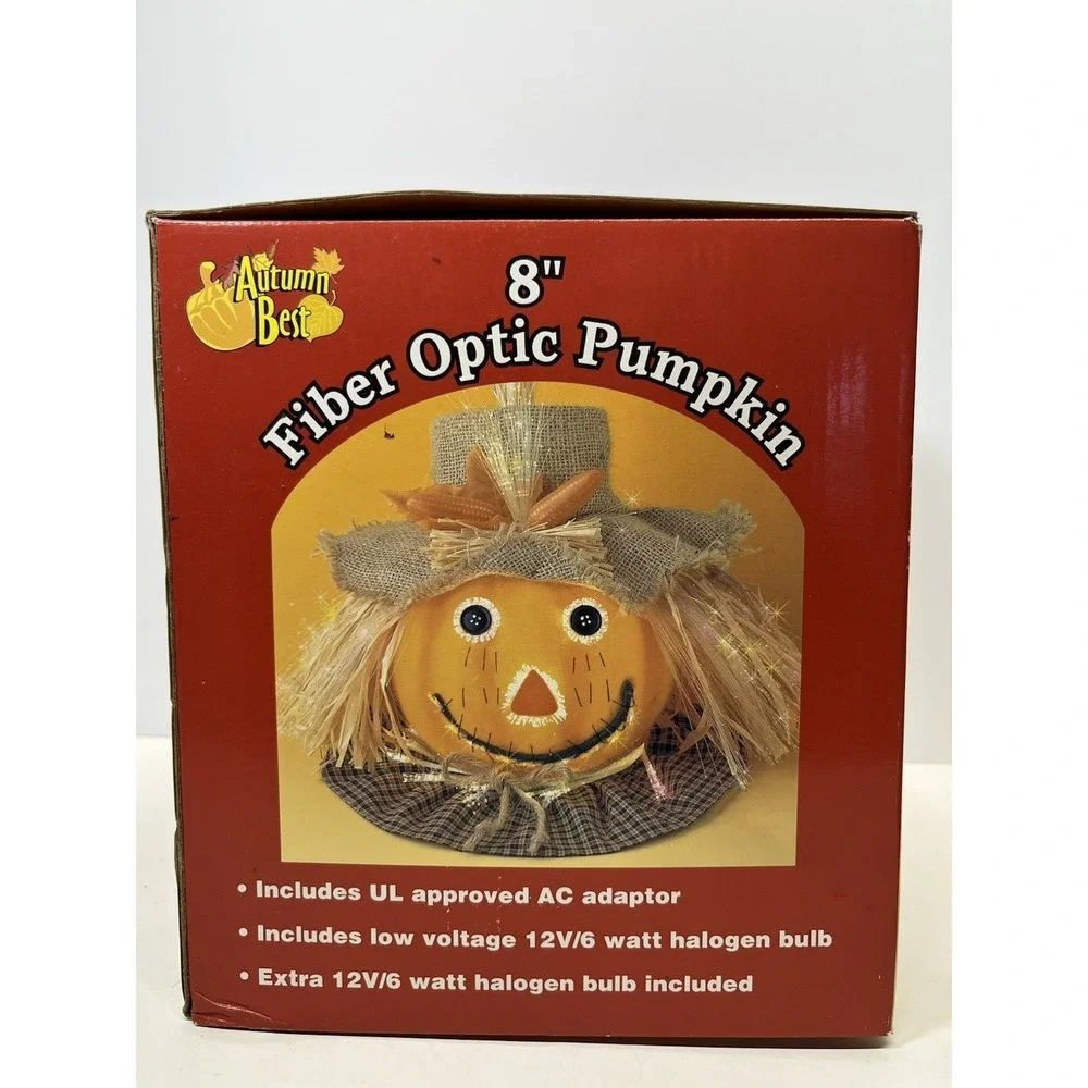 Halloween Fiber Optic Pumpkin Jack O Lantern Light 8